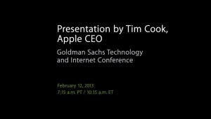 Scopri di più sull'articolo Tim Cook parla alla Conferenza di Goldman Sachs oggi