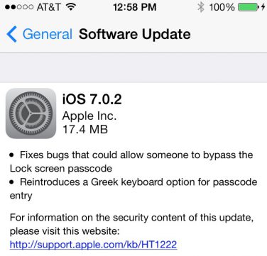 Apple rilascia iOS 7.0.2