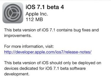 Apple rilascia la quarta Beta di iOS 7.1