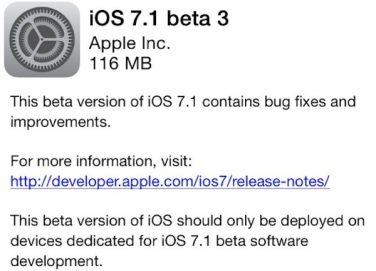 Arriva iOS 7.1 Beta 3