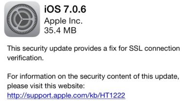 Apple rilascia il nuovo iOS 7.0.6