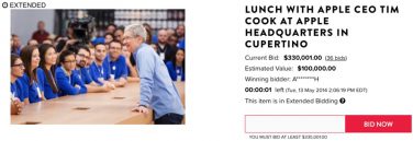 330.001$ per un pranzo con Tim Cook