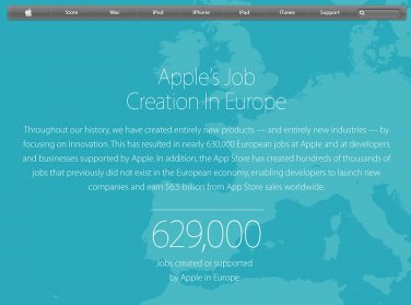 La “creazione di lavoro” di Apple in Europa