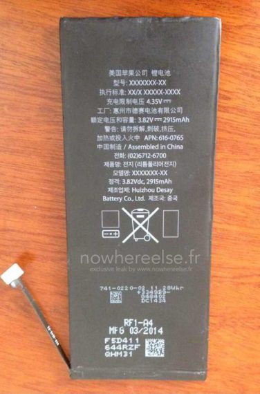 iPhone 6 5,5 pollici potrebbe avere la batteria da 2915 mAh