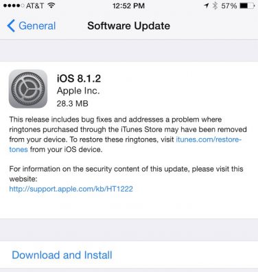 Disponibile al pubblico iOS 8.1.2