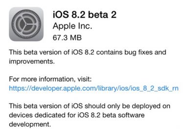 È arrivata la Beta 2 di iOS 8.2 per gli sviluppatori