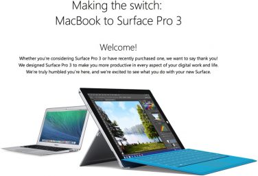 Microsoft lancia un sito per convincere a comprare Surface 3